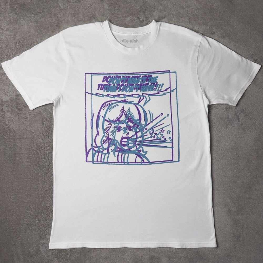 Billie Eilish Rare T-Shirt Men's Large "Happier Than Ever" DVD Pop Art Halftone